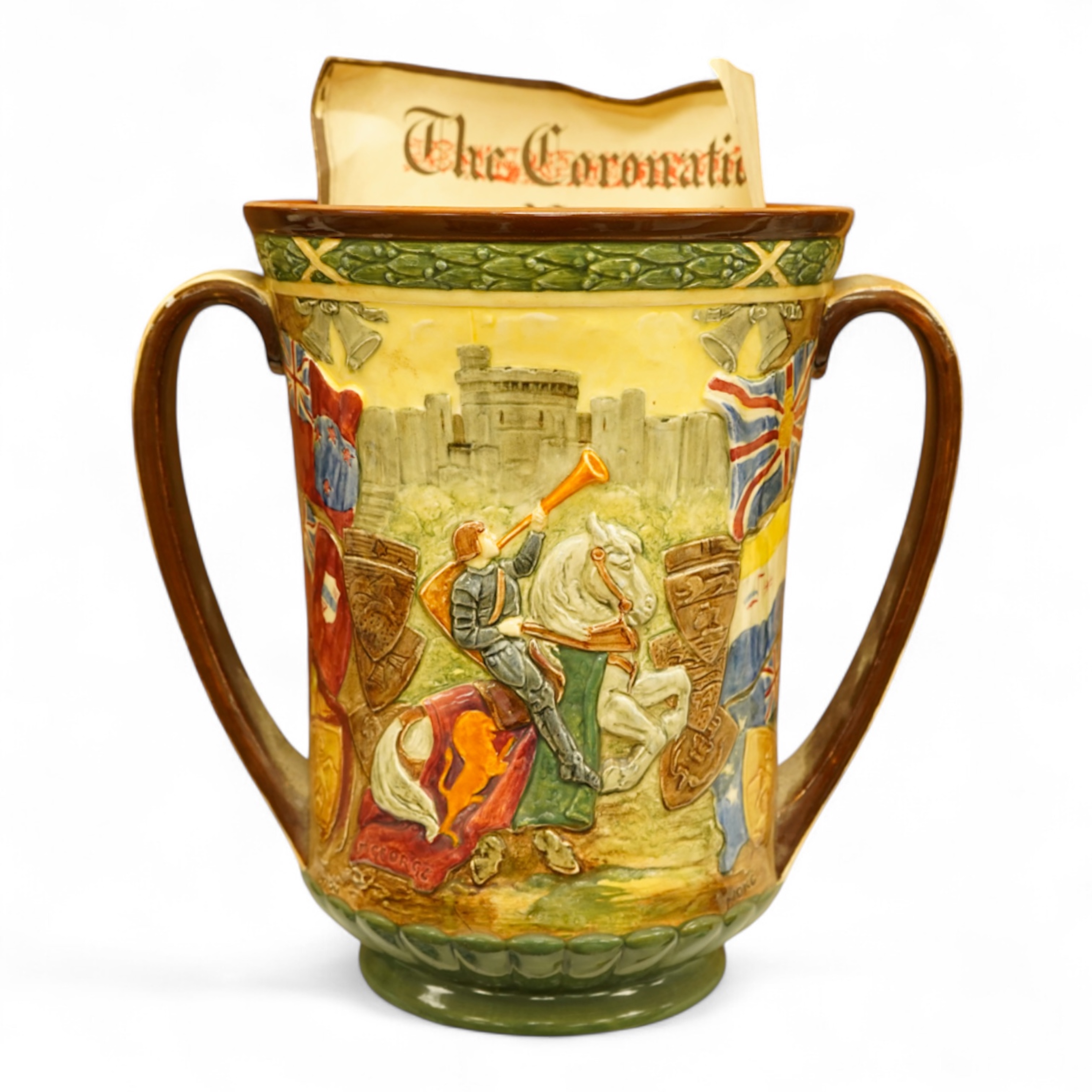 A Royal Doulton Edward VIII commemorative loving cup by Noke, limited edition 989/2000, with certificate, 26cm high